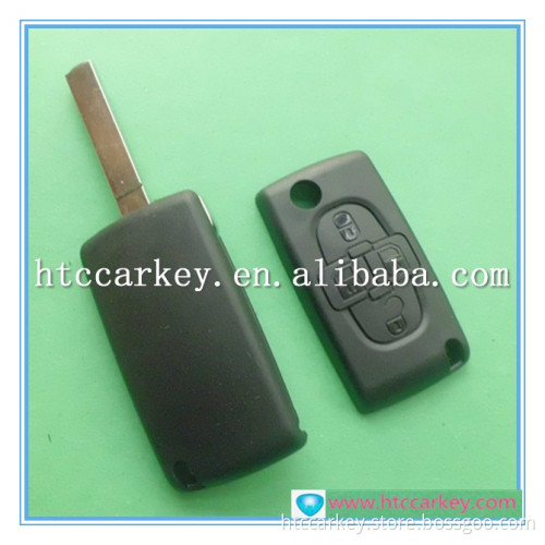 Auto key blank 4 button flip key shell factory for peugeot